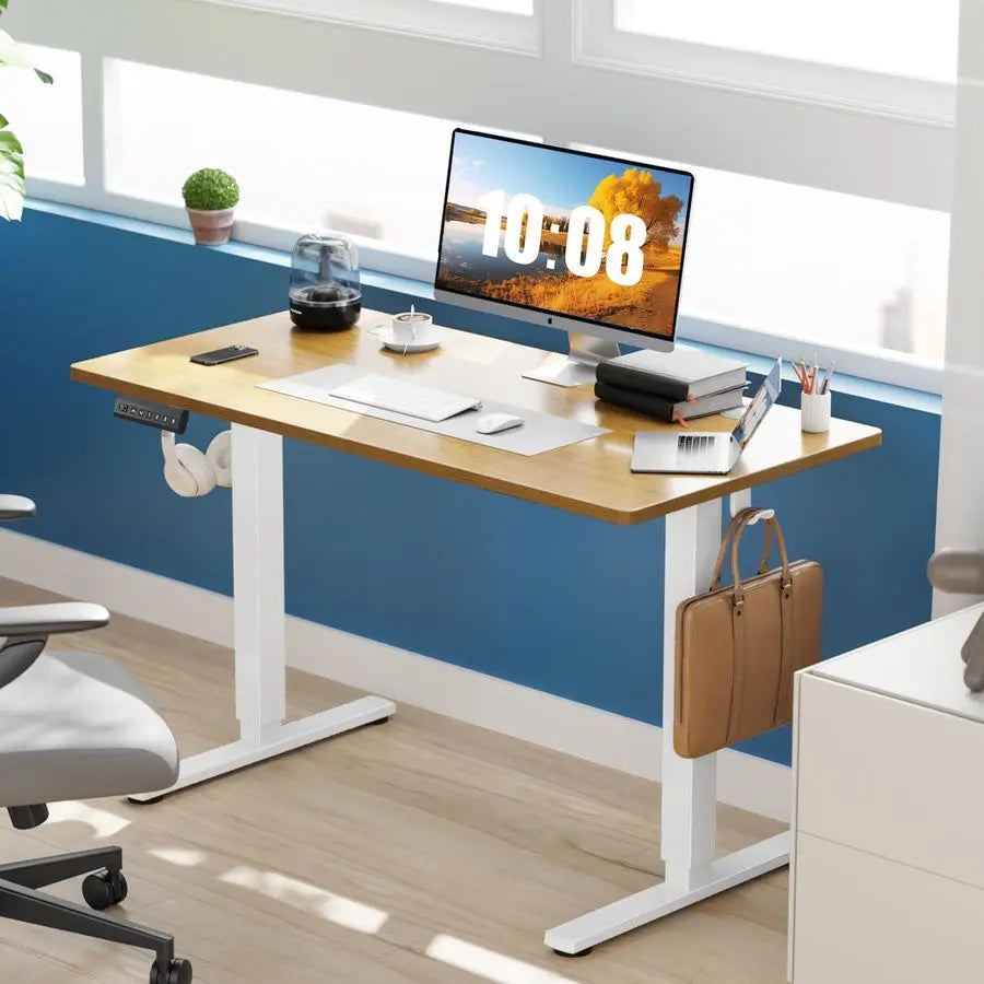 Electric Standing Desk Adjustable Height, 48x24 Inch Sit Stand Up Home Office Desks Computer Workstation PC Work Table with 3 Me