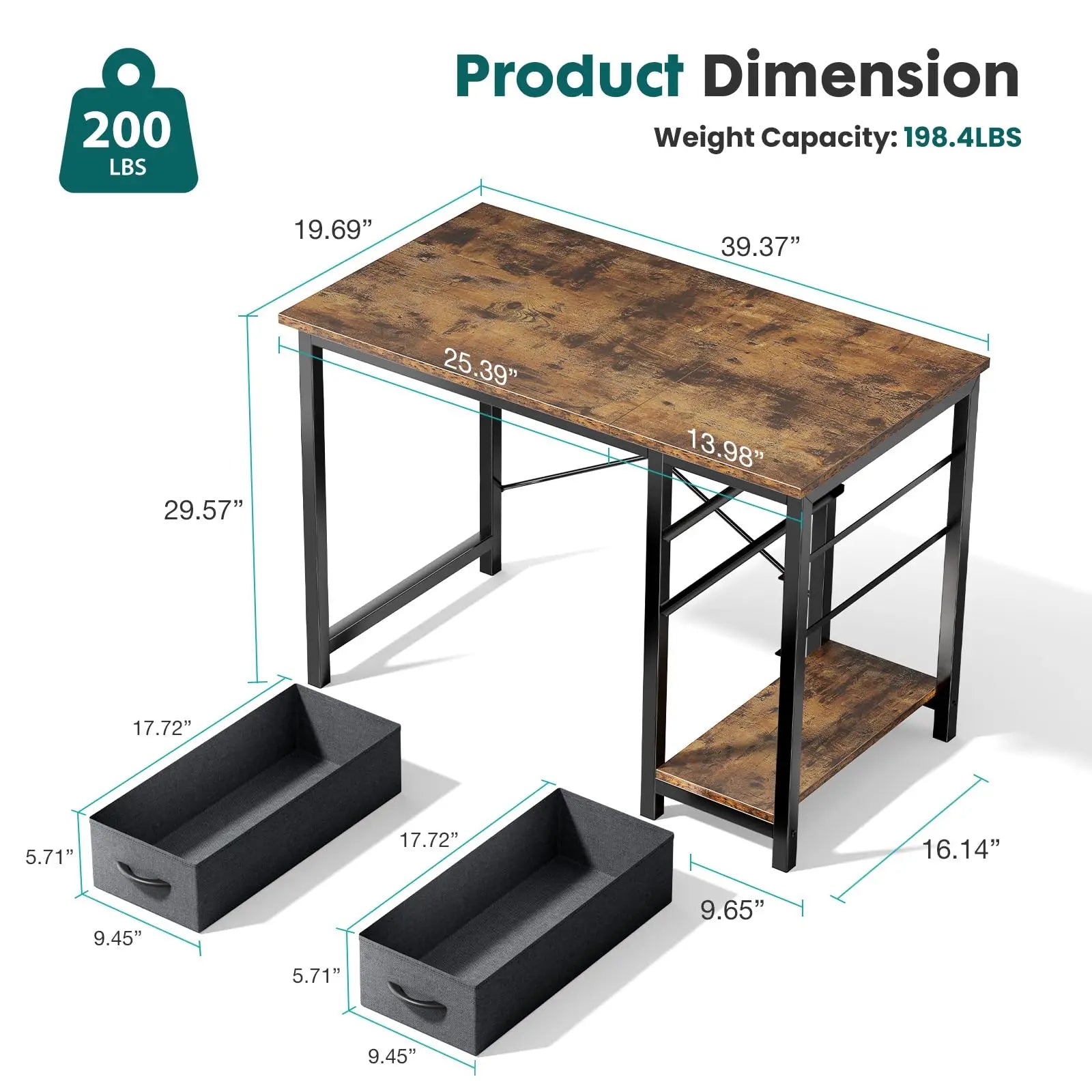 Adjustable  Modern Computer Desk with Drawers
