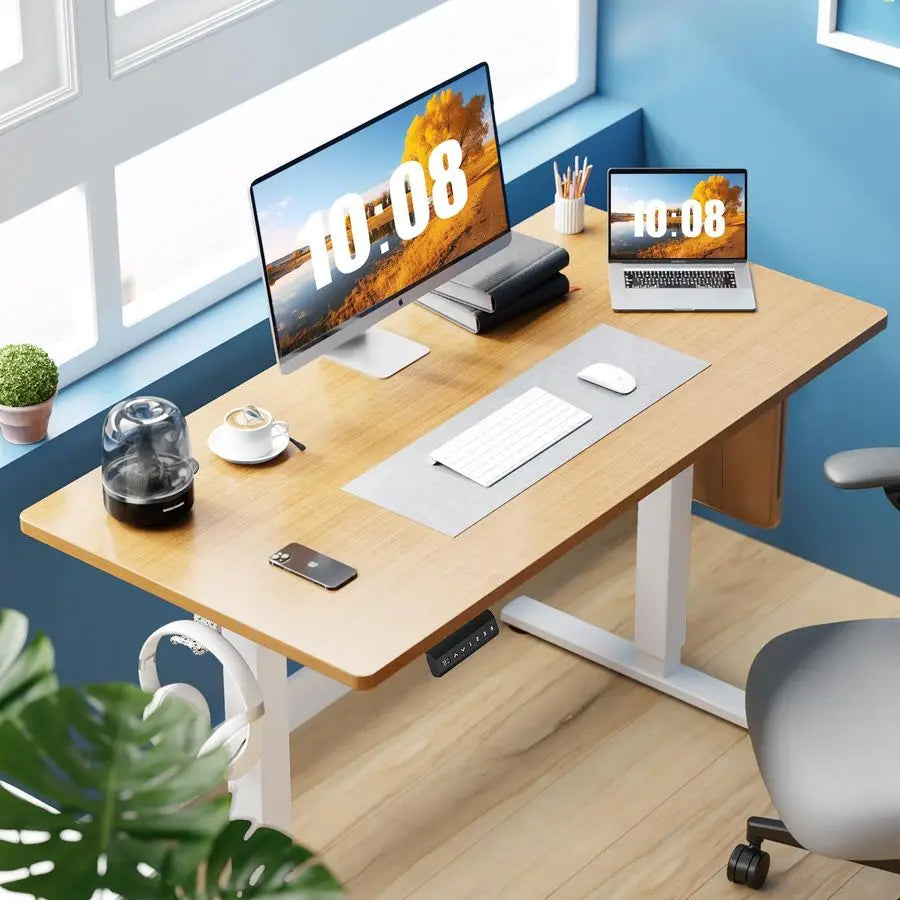 Electric Standing Desk Adjustable Height, 48x24 Inch Sit Stand Up Home Office Desks Computer Workstation PC Work Table with 3 Me