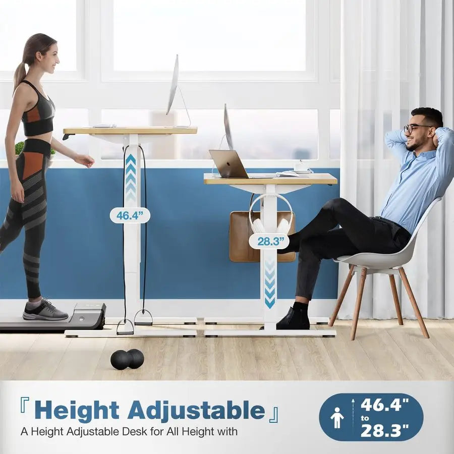 Electric Standing Desk Adjustable Height, 48x24 Inch Sit Stand Up Home Office Desks Computer Workstation PC Work Table with 3 Me