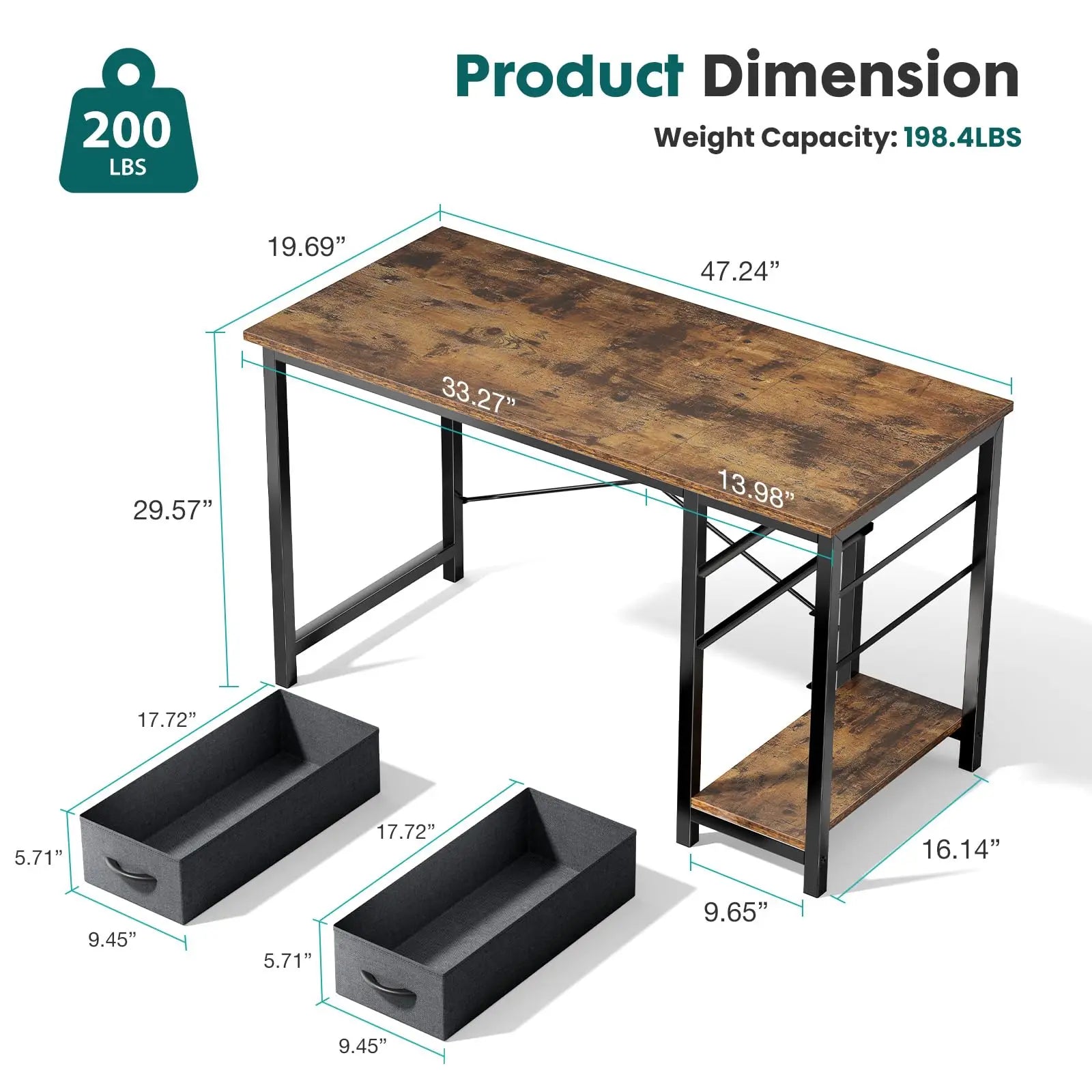 Adjustable  Modern Computer Desk with Drawers