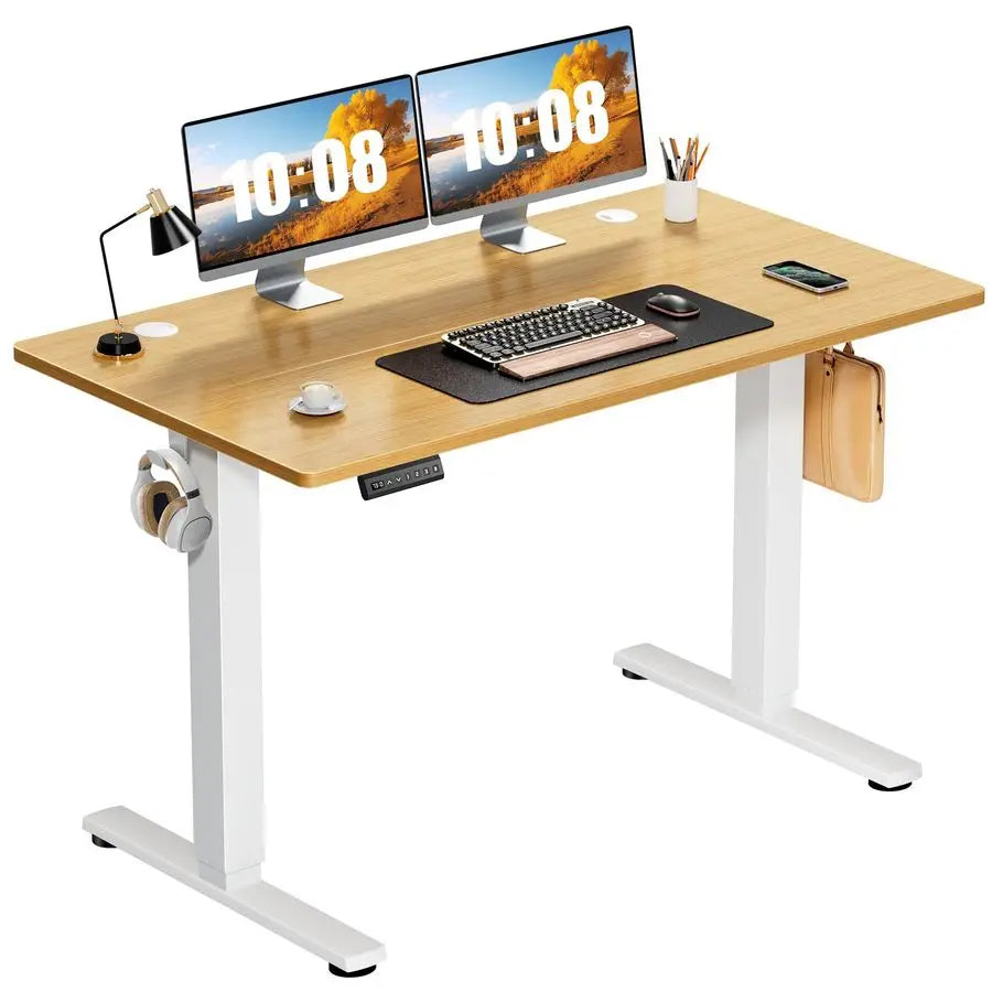 Electric Standing Desk Adjustable Height, 48x24 Inch Sit Stand Up Home Office Desks Computer Workstation PC Work Table with 3 Me