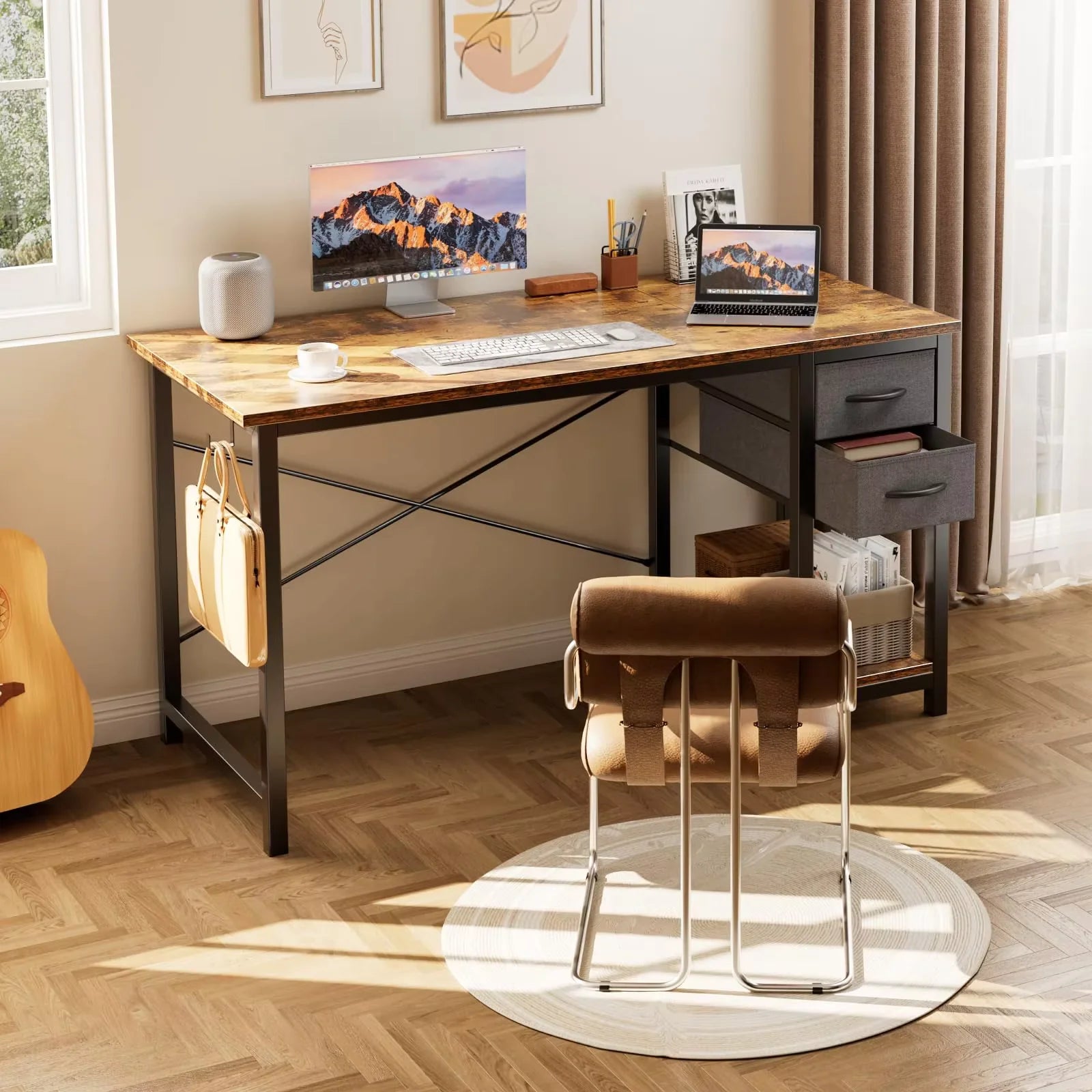 Adjustable  Modern Computer Desk with Drawers